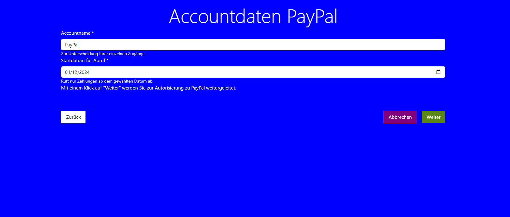 Account Credentials Purple Abort Button