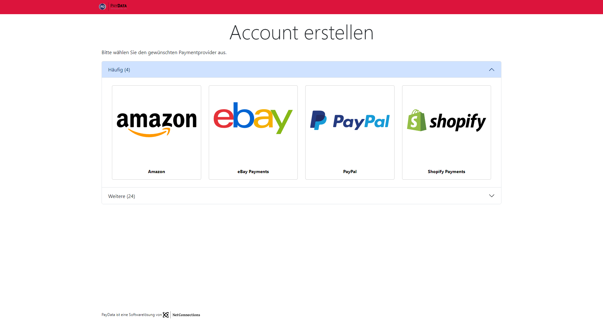 Account Selection Page Crimson Header